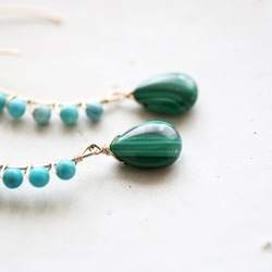 14KGF turquoise malachite pierce[kgf0363] 2枚目の画像