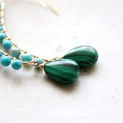 14KGF turquoise malachite pierce[kgf0363] 3枚目の画像