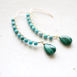 14KGF turquoise malachite pierce[kgf0363] 4枚目の画像