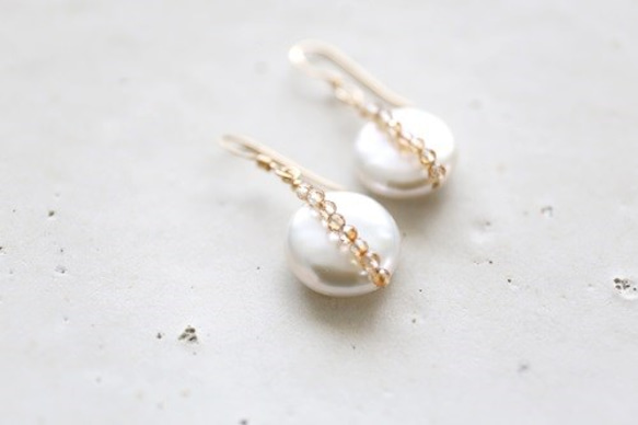 14KGF topaz cionpearl pierce[kgf0522] 4枚目の画像