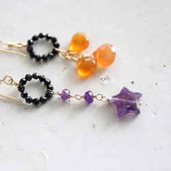 14KGF Halloween carnelian amethyst pierce [kgf0559] 3枚目の画像