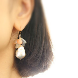 14KG pearl moonstone pierce [kgf0397] 5枚目の画像