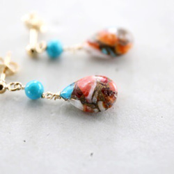 14KGF oystercopperturquoise pierce[kgf0627] 1枚目の画像