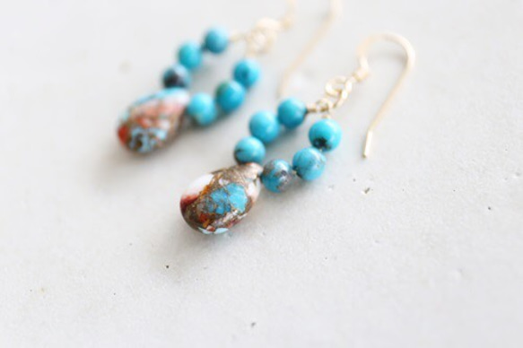 14KGF oystercopperturquoise pierce[kgf0627] 2枚目の画像