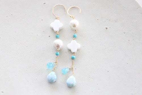14KGF sea_blue_turquoise pierce[kgf0631]