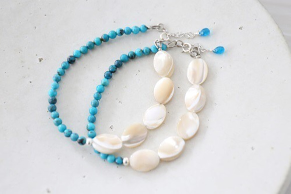 SILVER925  turquoise shell bracelet[br2973] 6枚目の画像