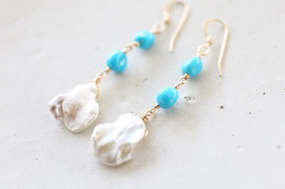 14KGF turquoise pearl pierce[kgf0675] 5枚目の画像