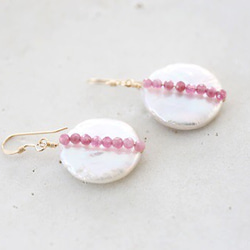 14KGF pinktourmaline pearl pierce[kgf0678] 3枚目の画像