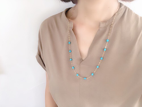 14KGF turquoise necklace[nc1172]