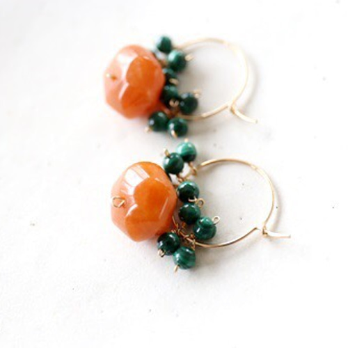 14KGF malachite pierce [kgf0575] ピアス（フック・チェーン） Shaina