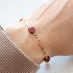 14KGF redheart pearl bracelet[br2988] 2枚目の画像