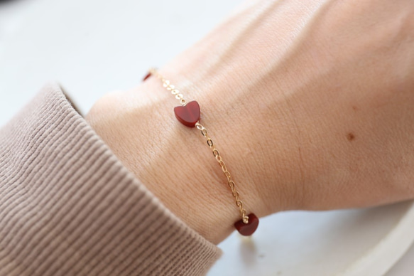 14KGF redheart pearl bracelet[br2988] 2枚目の画像