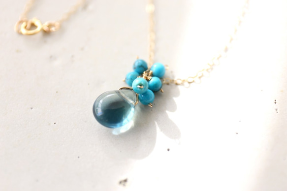 14KGF turquoise fluorite necklace[kgf3223] 1枚目の画像