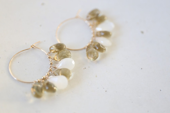 14KGF moonstone lemonquartz pierce[kgf3227] 3枚目の画像