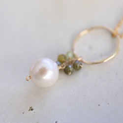 14KGF garnet pearl pierce necklace set[kgf0195] 3枚目の画像