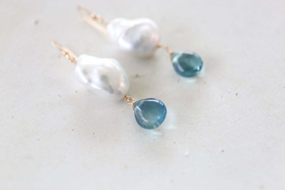 14KGF baroque pearl　fluoritepierce[kgf3287]