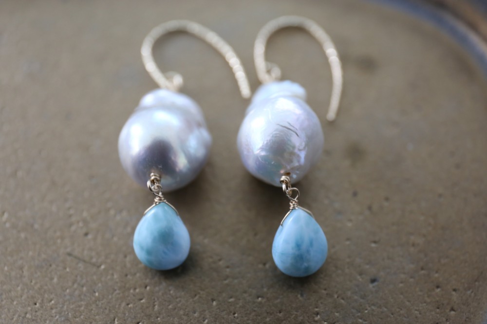 14KGF　larimar baroquepearl pierce[kgf3317]