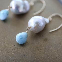 14KGF　larimar baroquepearl pierce[kgf3317] 3枚目の画像