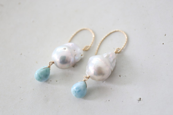 14KGF　larimar baroquepearl pierce[kgf3317] 6枚目の画像