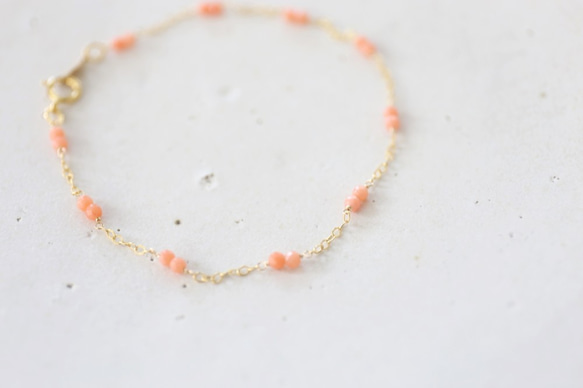 14KGF coral bracelet[kgf3338] 2枚目の画像