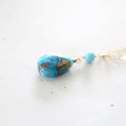 《creema限定》14KGF blue copperturquoise　pierce＆necklace 7枚目の画像