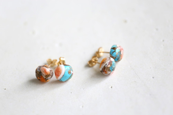 14KGF oystercopperturquoise 10mm  pierce[kgf3386] 1枚目の画像