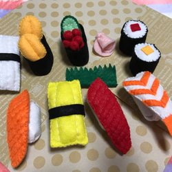 ❤再　販❤送料無料❤おままごと、プレゼントに最適❤フェルト❤お寿司セット❤ 2枚目の画像