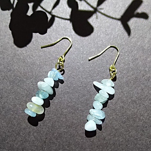 AAAランク　アクアマリン　チェーンピアス　天然石ピアス AAAランクアクアマリンチェーンピアス天然石ピアス