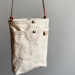 Bianchi サコッシュ ショルダーバッグ 帆布 白/ベージュ/チェレステ Bianchi サコッシュ ショルダーバッグ 帆布 白/ベージュ