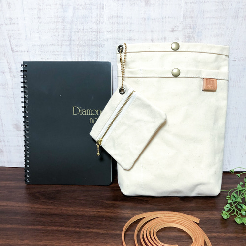 サコッシュ 国産帆布 ホワイト 白 トレッキング サブバッグ