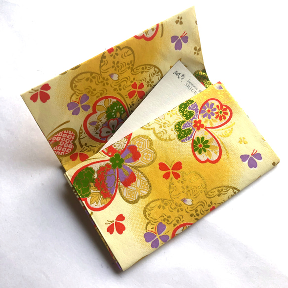友禅和紙カードケース 名刺入れ 黄蝶々 3枚目の画像