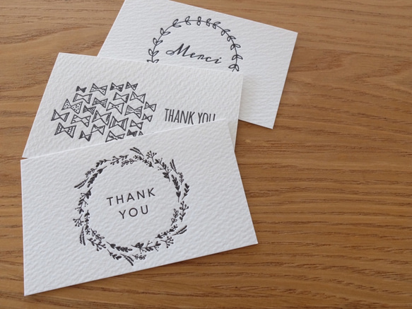 【活版印刷】小さなカードと封筒 ”ありがとう.A”３種セット 2枚目の画像