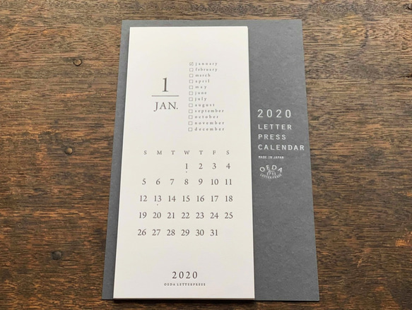 【30％OFF】LETTERPRESS カレンダー 2020 3枚目の画像