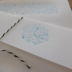 【活版印刷】レターセット flower（しろ×みずいろ）10セットa様専用カート 3枚目の画像