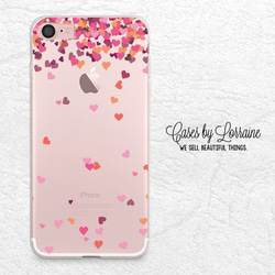 ※ iPhone 7・7 Plus・6/6s・6 Plus・5/5s・SE※ 可愛粉紅色心形圖案手機殼 透明軟殼 第1張的照片