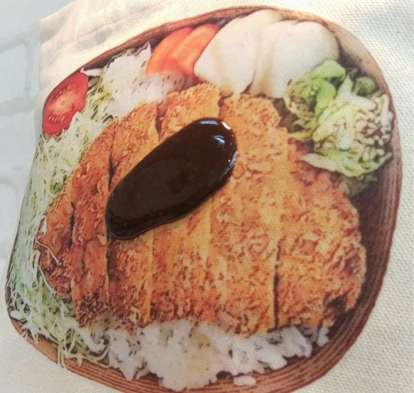 ★とんかつ弁当 トートバッグ★ リアルソース付き！ 2枚目の画像