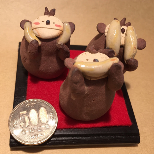 見ざる聞かざる言わざる 陶器 置物 サル 猿 申 縁起物 バナナ その他