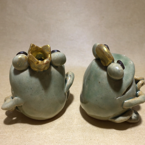 再販】カエルの王様＆お姫様ミニタイプ 陶器 蛙 かえる カエル