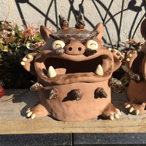 残り1点】特大シーサーの置き物（ペア） 陶器 笑う門には福来る