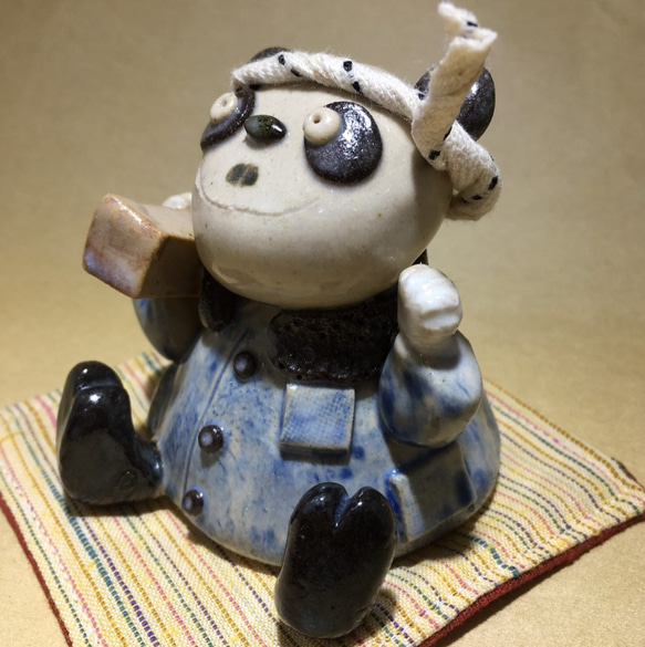 【秋の新作】飯場のパンダ　陶器　パンダ　材木　大工さん　 4枚目の画像