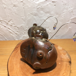 【再々販売】チョウチンアンコウのサンキャッチャー　陶器　スワロフスキー　 4枚目の画像