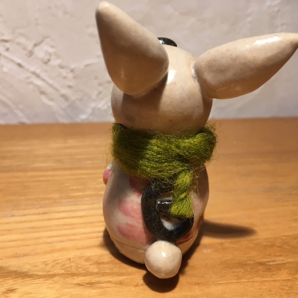 ウサギごん吉ラグビーにはまる　うさぎ　兎　ラグビー　ワールドカップ　陶器　人形 3枚目の画像