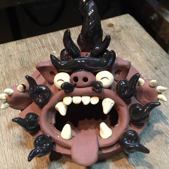 受注制作】笑顔がかわいいシーサー蚊やり シーサー 沖縄