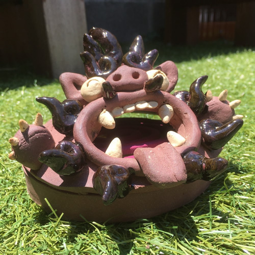 受注制作】笑顔がかわいいシーサー蚊やり シーサー 沖縄