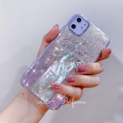 名入れ♡ニュアンスアートペイント✨キラキラグラデーション iPhoneケース 名入れ♡ニュアンスアートペイント✨パール キラキラフレーク入り