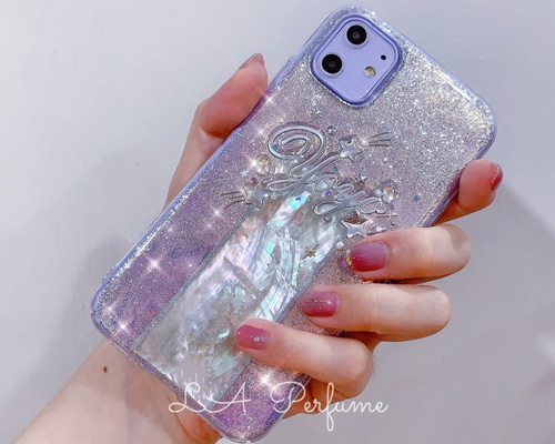 名入れ♡キラキラ流れ星 天然シェル✨ラメ⭐︎オリジナルケース