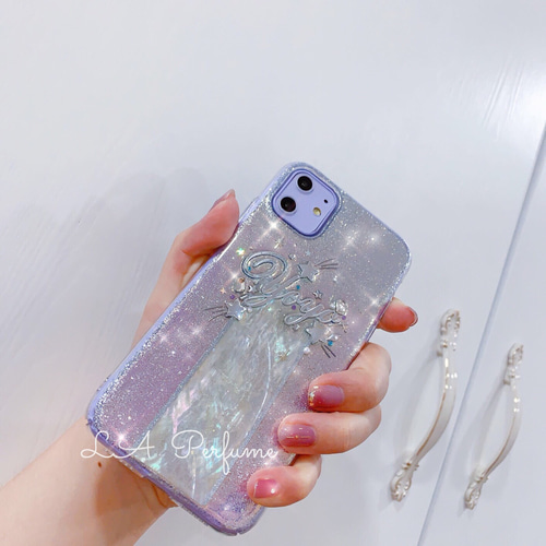 名入れ♡天然シェル✨貝殻 装飾ライン グリッター イニシャル iPhoneケース 45351d15305b78dfa620d15479cde1