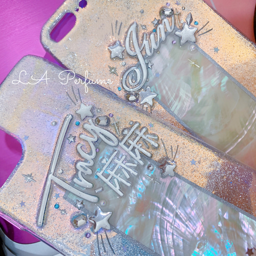名入れ♡キラキラ流れ星 天然シェル✨ラメ⭐︎オリジナルケース