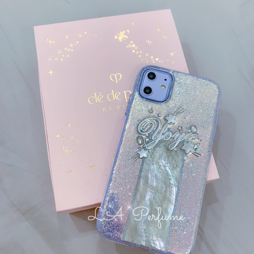 名入れ♡キラキラ流れ星 天然シェル✨ラメ⭐︎オリジナルケース