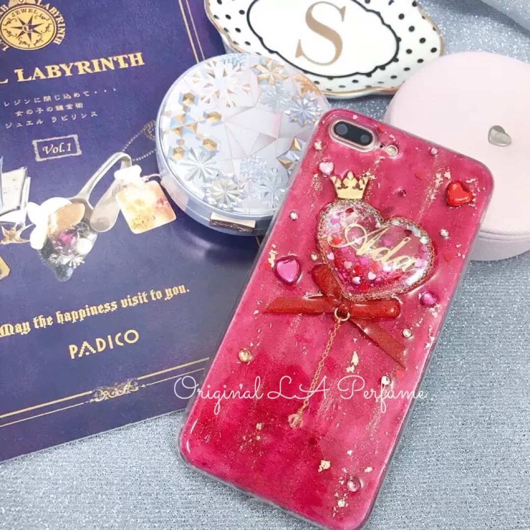 名入れ♡ぷっくりハート✨キラキラ金箔✨リボンチャーム⭐︎スマホケースiPhone 名入れ♡ぷっくりハート✨キラキラ金箔✨リボンチャーム⭐︎スマホケースiPhone